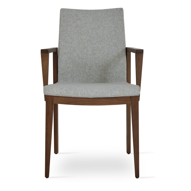 Fauteuil Pasha, Laine argentée, Noyer