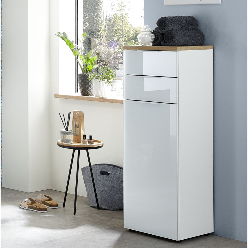 Esquivel Linen Cabinet, White and light brown