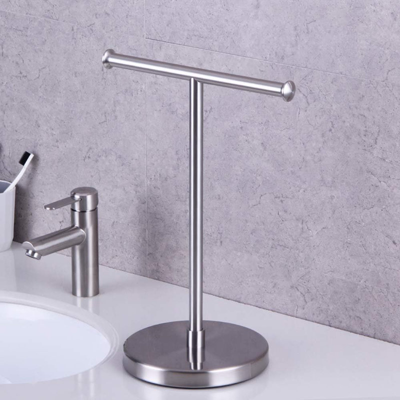 Porte-serviettes sur pied Gerzwy, Argent argent