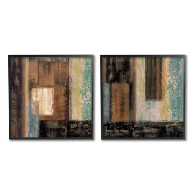 «Dominant Dark Abstract Shapes over Soft Pastel» par Brent Nelson - ensemble de 2 reproductions d'impressions
