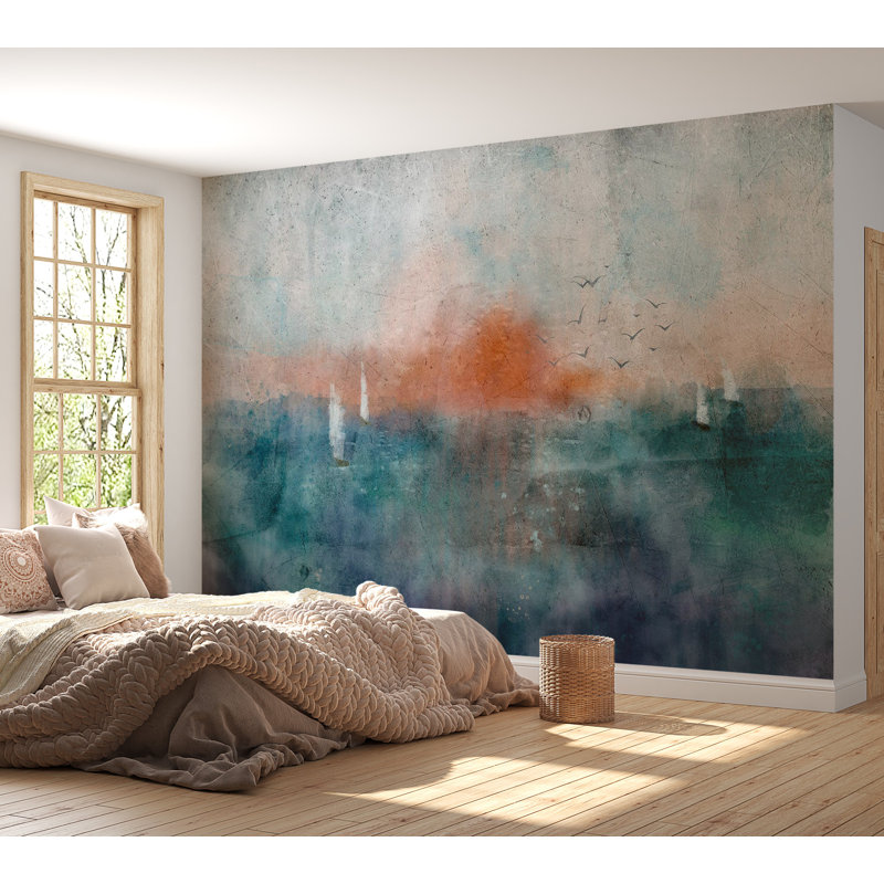 Papier peint paysage paysage - relief ensoleillé, L 82 po x l 118 po