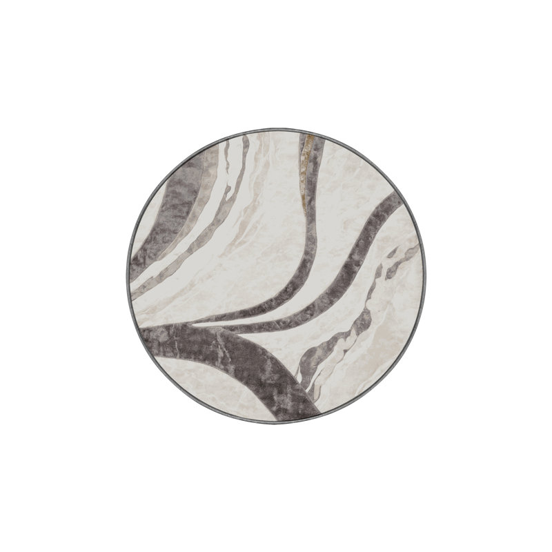 Machine Washable Gray Area Rug, Round 3'