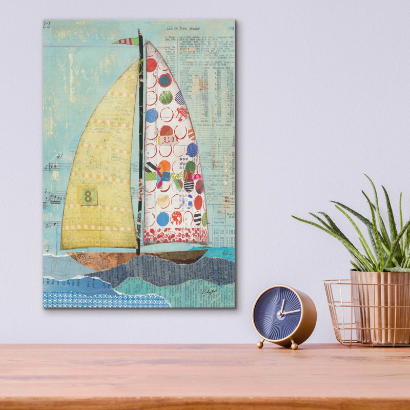 «At the Regatta I Sail» par Courtney Prahl, art mural en verre acrylique, H 16 po x l 12 po x P 0,13 po