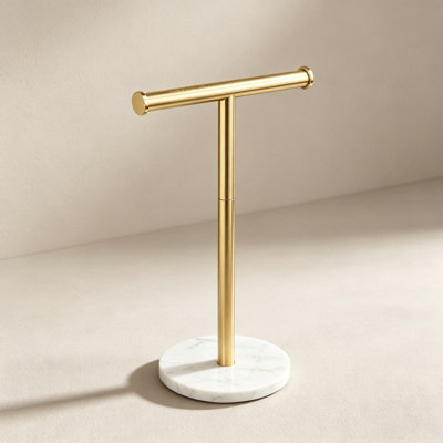 Porte-serviettes de comptoir en acier inoxydable, autoportant, avec base en marbre massif, antirouille et anti-basculement, idéal pour la salle de bain, la cuisine et les comptoirs, fini or brossé.