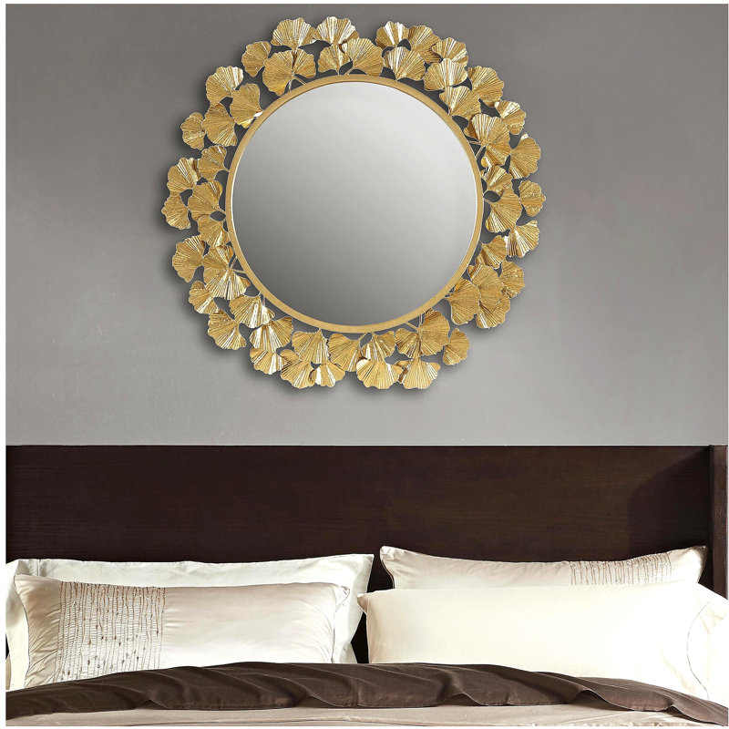 Miroir mural rond doré 30,5 po