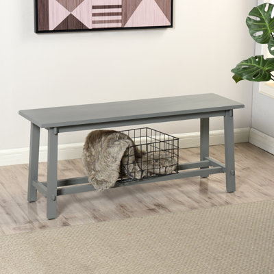 Mabel Slatted Utility Bench - Stone Grey