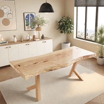 Natural Creative Ash Wood Large Board Dining Table
