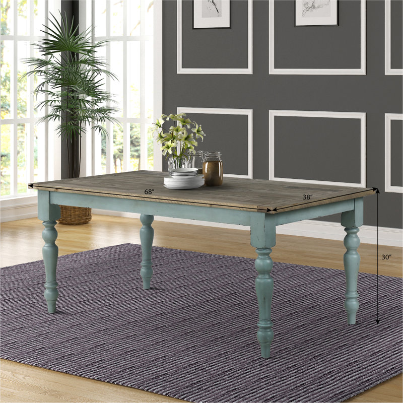Prato Blue And Brown Two-Tone Finish Wood Dining Table, Brown/Blue