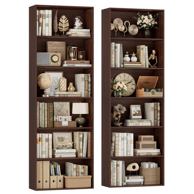 70.8" H x 23.6" W Standard Bookcase, 6-Tier Open Bookcase and Bookshelf, Freestanding Display Storage Shelves Tall Bookcase for Bedroom, Living Room and Office,