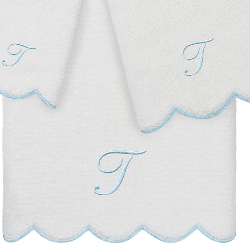 Ensemble de serviettes personnalisées 100% coton turque ADORNIA 3 pièces Linum Home Textiles, T, Blanc / Bleu