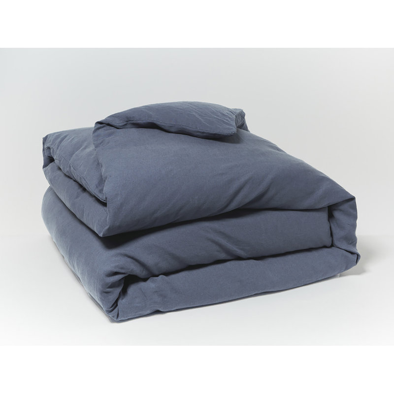 Organic Relaxed Linen Standard Duvet Cover, Full/Queen Duvet Cover, Harbor Blue