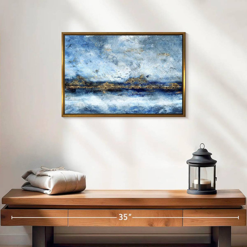 Paysage Clota, Cadre flottant doré, 19 po x 13 po