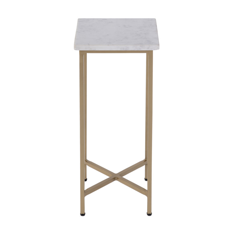 Paulina 9 in. W Square Marble and Iron End Table