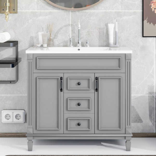 Home Decor 35.99'' Single Bathroom Vanity with Resin Top | Wayfair