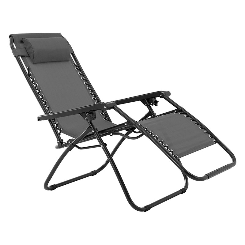 Outdoor Metal Chaise Lounge, Gray