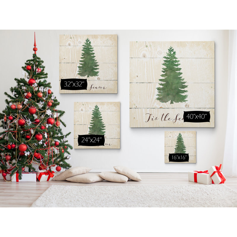 Tis The Season Pine - Print, 16" H x 16" W x 1.5" D, Wrapped Canvas