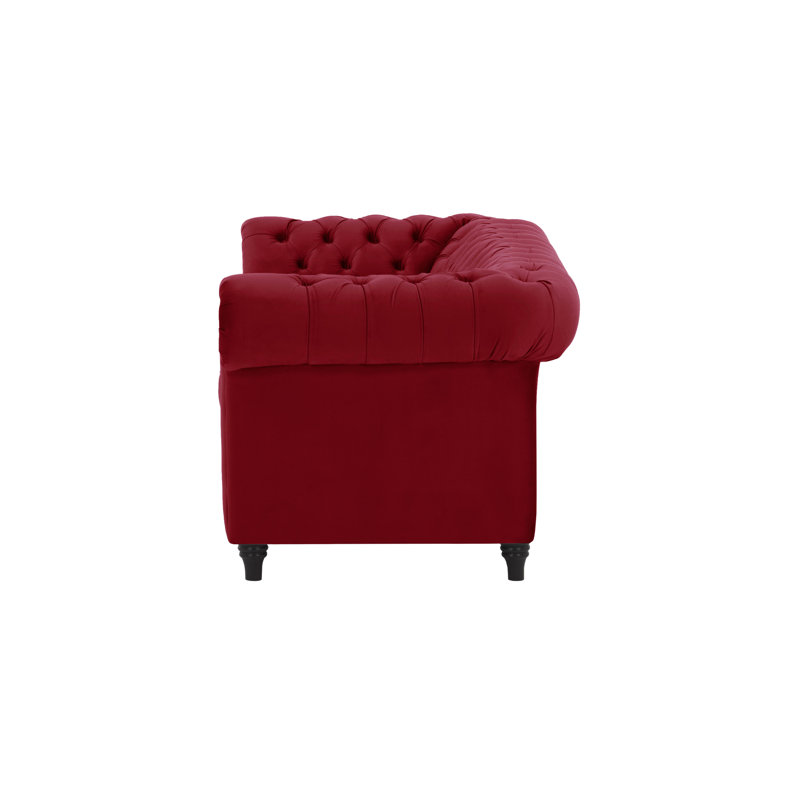 Burks 3 Seater Velvet Sofa, Red