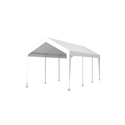Carport 10' X 20' Portable Garage, Heavy Duty Car Port Canopy With 2 Roll-Up Doors & 4 Ventilated Windows For Car, Truck, Boat, Garden Tools
