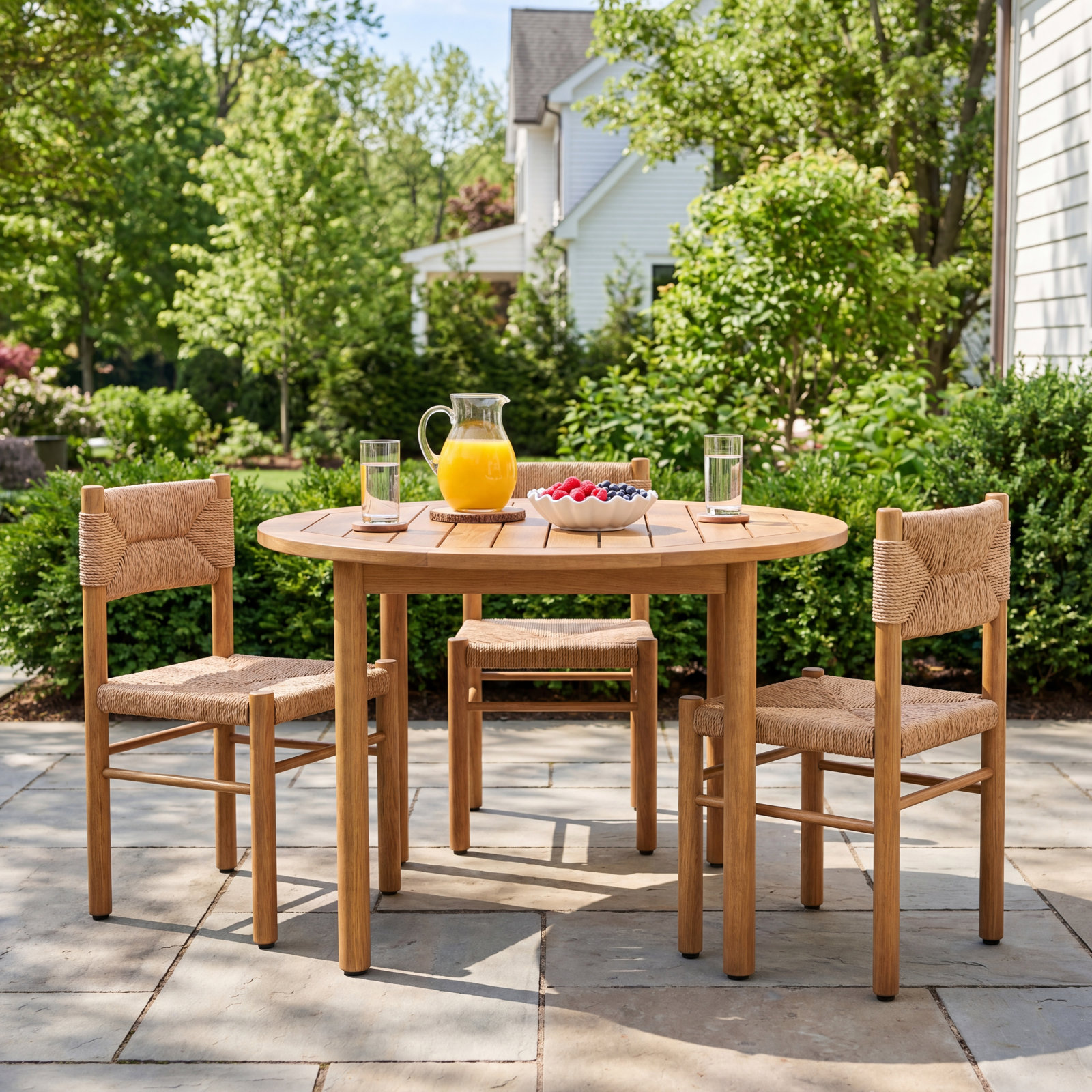Iska Outdoor Patio Side Chair, Natural