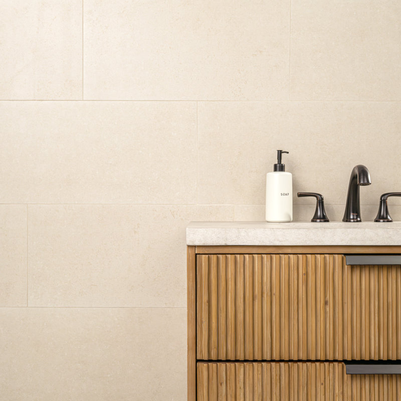 Betonica 12 in. x 24 in. Matte Porcelain Concrete Look Floor And Wall Tile, Canvas