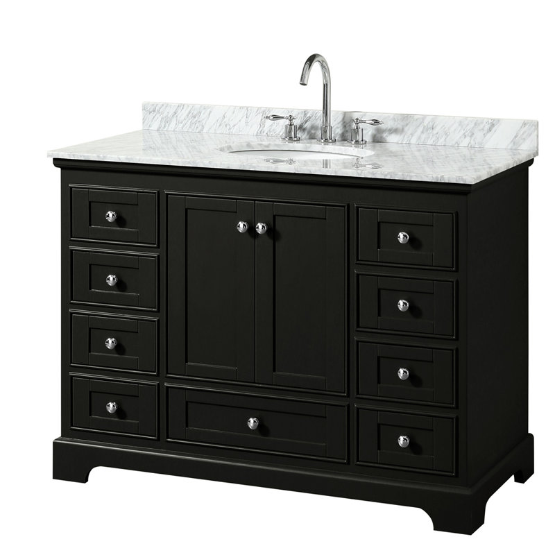 Deborah 48'' Single Bathroom Vanity with Marble Top, Dark Espresso, Polished Chrome