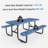 72" Expanded Metal Rectangular Picnic Table, Blue With Umbrella Hole