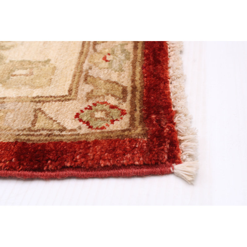 Tapis rouge foncé en laine noué à la main de conception unique 8 pi 2 po x 10 pi New Age Chobi