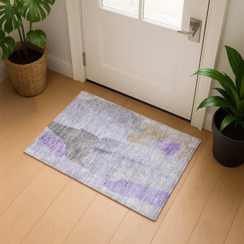 Premium Machine Washable Mouton Abstract Rug, Rectangle 1'8" x 2'6"