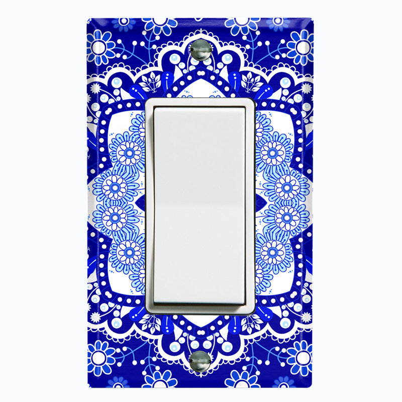 Plaque murale à interrupteur à bascule bleu Mandala