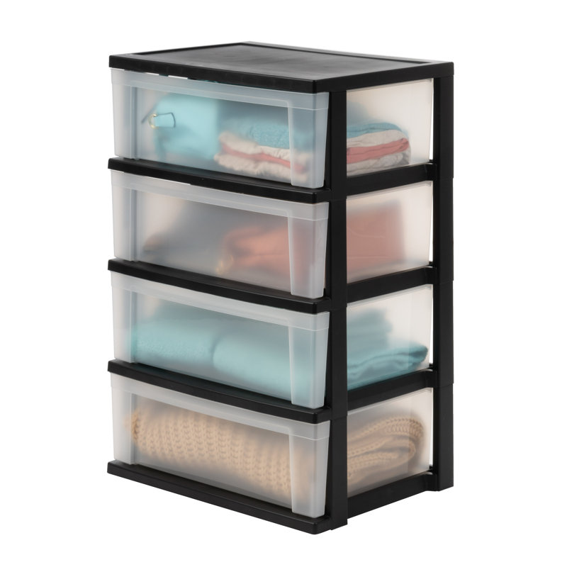 IRIS 4 Drawer Plastic Wide Chest, Black