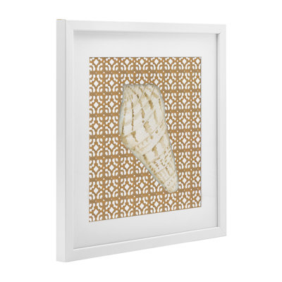 «Coastal Tile and Shell», reproduction sous verre encadrée, par Lee Ann Sanders