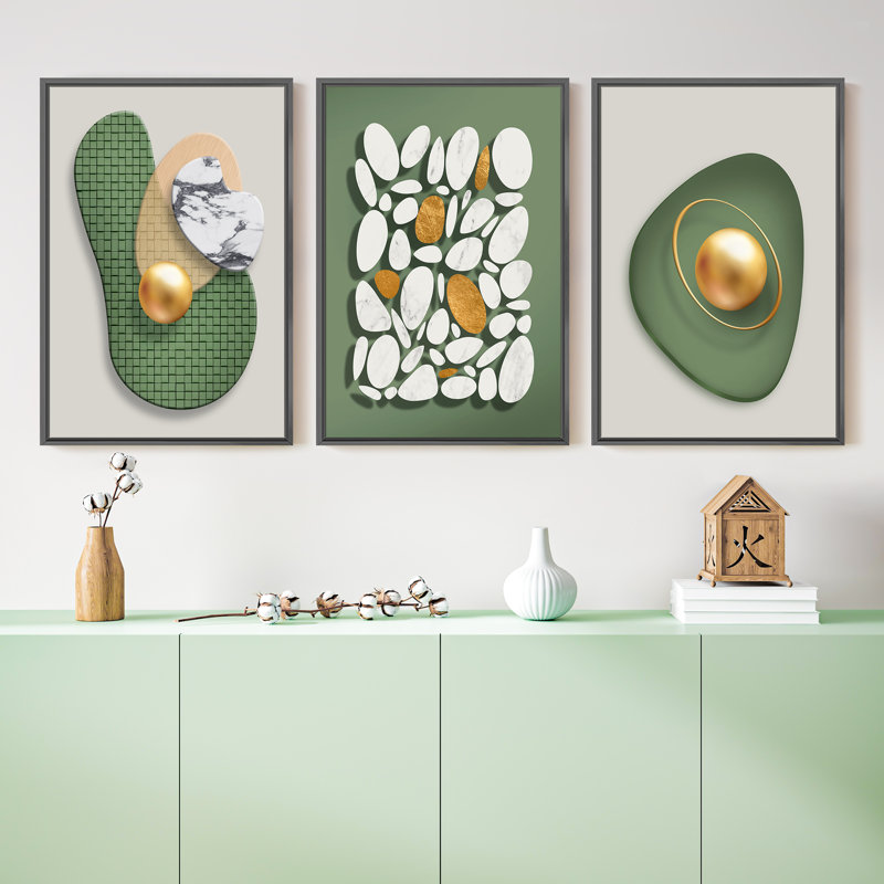 Abstrait moderne - ensemble de 3 reproductions de photos sur toile, H 16 po x l 36 po x P 1,5 po, Noir
