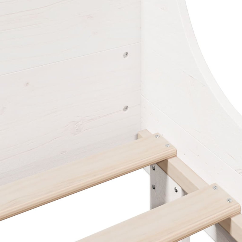 Solid Wood Bed, 140 x 190 cm, White