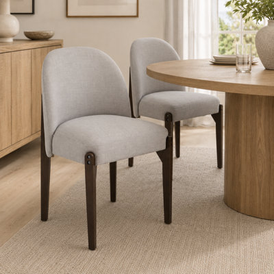 Farmhouse Style Set of 2 Upholstered Dining Chairs, Contemporary Soft Padded Kitchen Chairs for Living Room & Dining Room Use