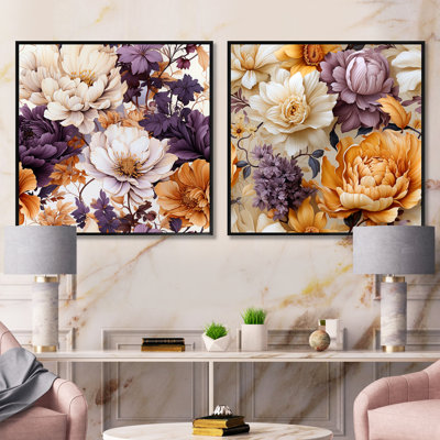 Celine - Ensemble de 2 collages carrés floraux