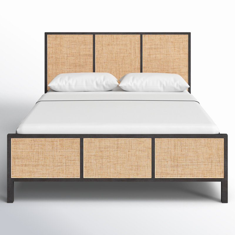 Nellie Cane Bed, Queen, Black Wash