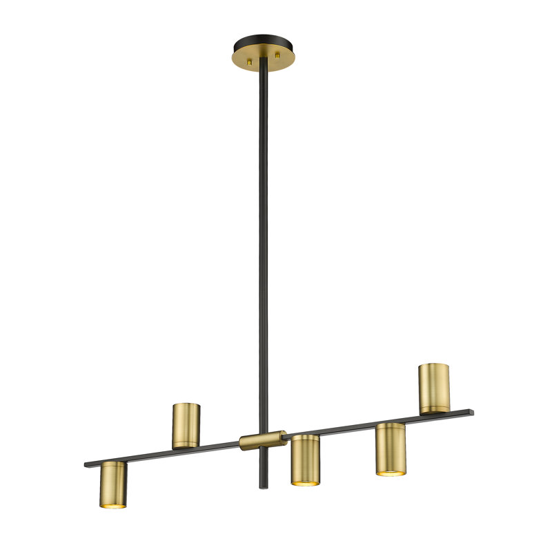 Lustre cylindrique Spoutnik à 5 lumières Jamari, Laiton vieilli
