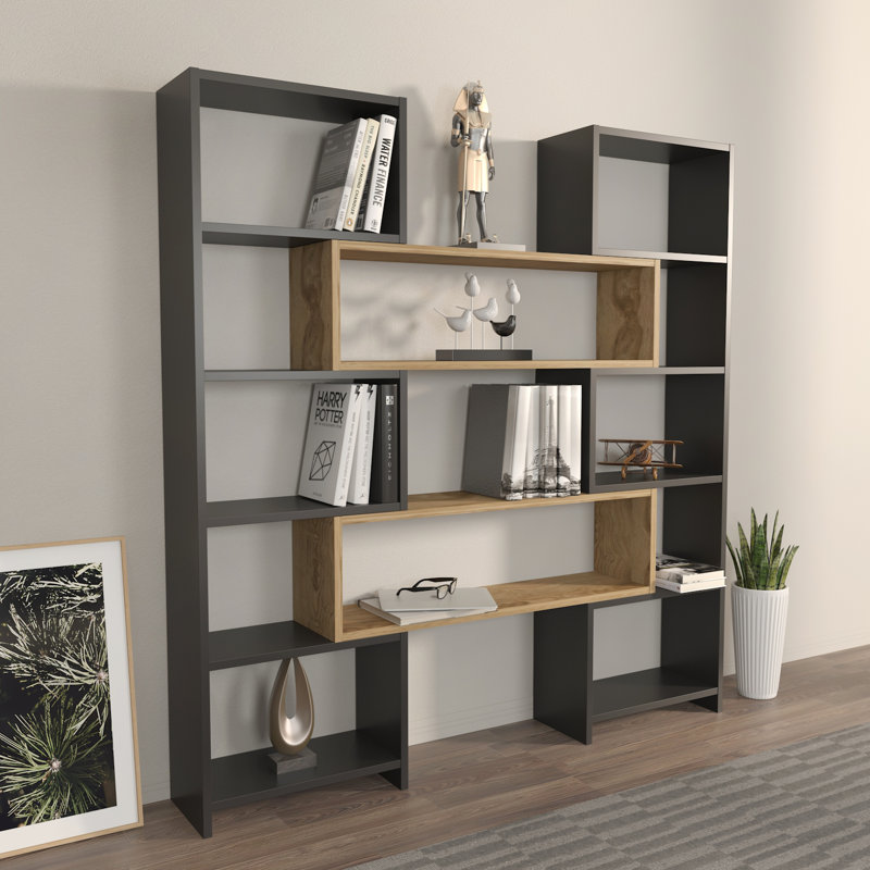 Lilea 150cm H x 165cm W Standard Bookcase, Black/Brown
