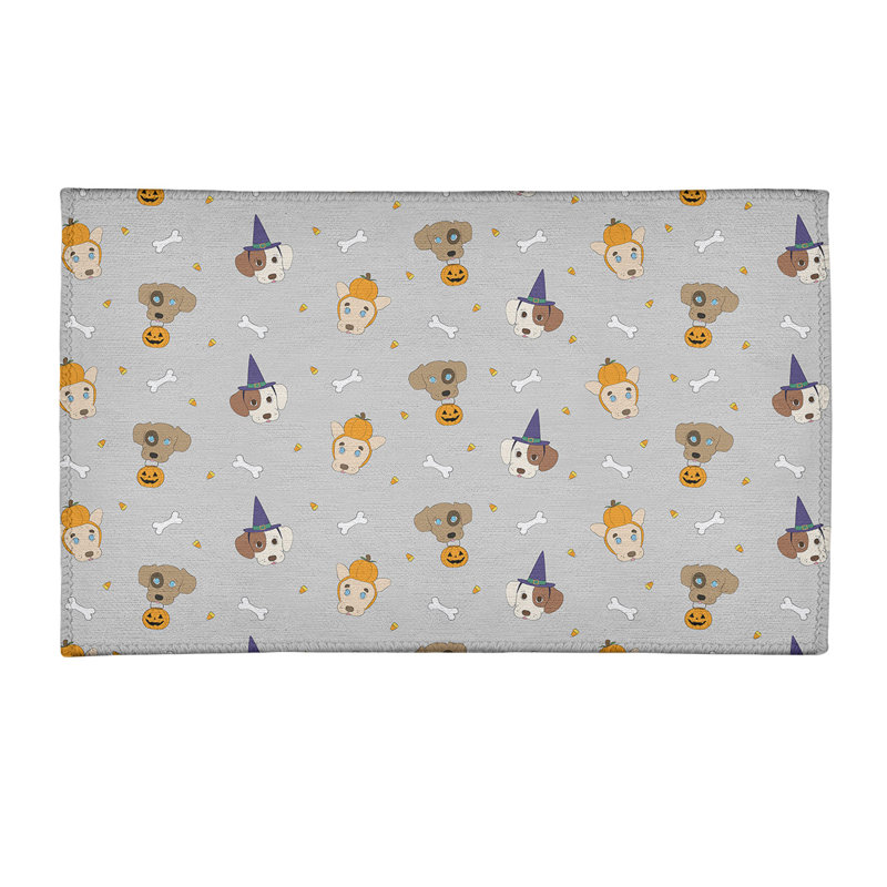 Tapis gris/orange/bleu area fait main, Rectangle 2 pi x 3 pi