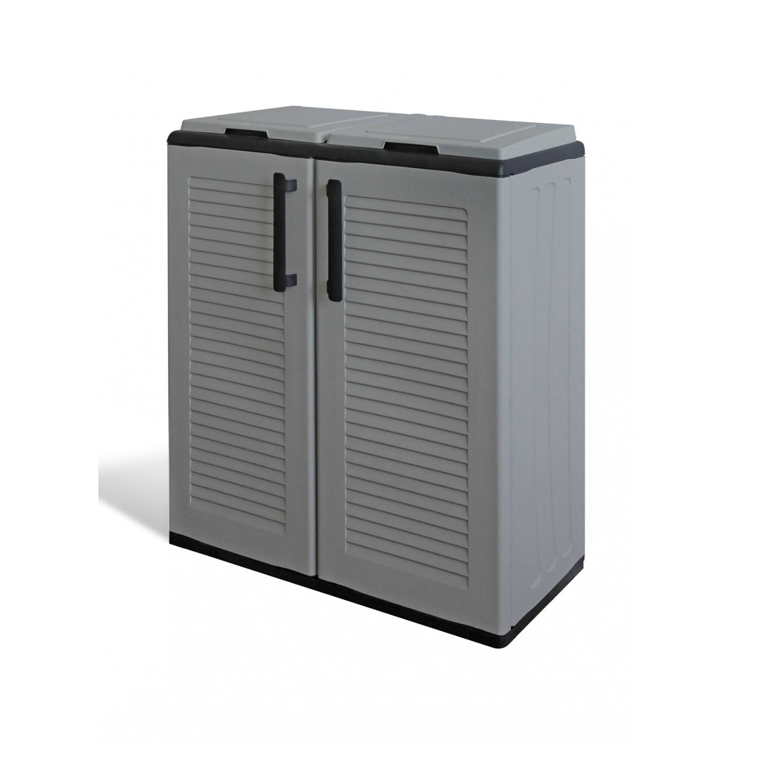 Indoor Or Outdoor Litter Cabinet, 2-Door 2-Door Sack Cabinet For Separate Waste Collection, 100% Made In Italy, 68X37h84 Cm, Gray Color