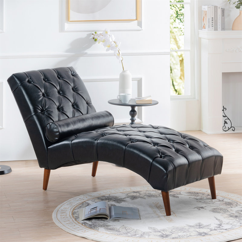 Jesica Upholstered 25.39'' Sofa, Black Faux leather