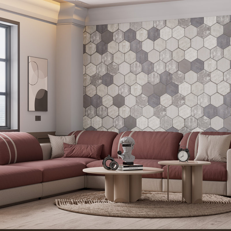 Brickyard Hex 8-1/2 In. X 9-7/8 In. Porcelain Rustic Wall & Floor Tile, White