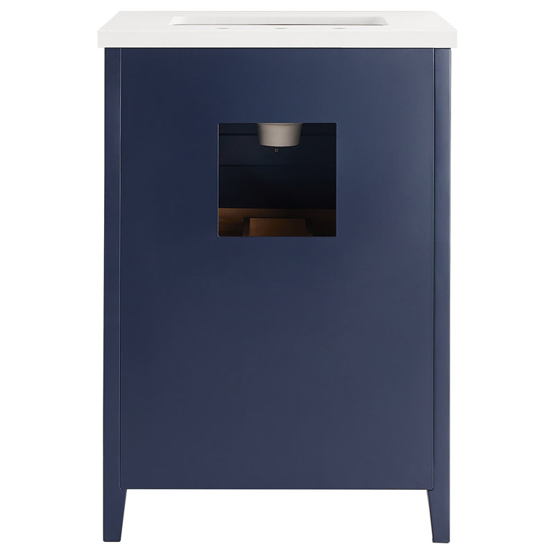 Iconic 24" Freestanding Standard Single Bathroom Vanity with Top, Navy, Gold
