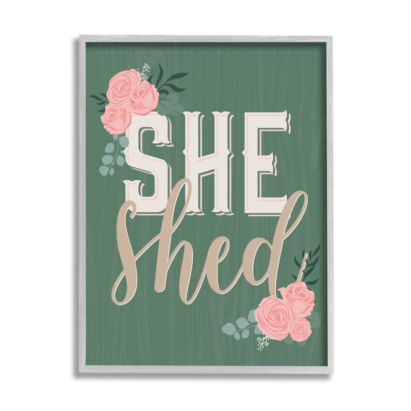 She Shed Floral - rose, H 14 po x l 11 po x P 1,5 po, Estampe numérique Farmhouse