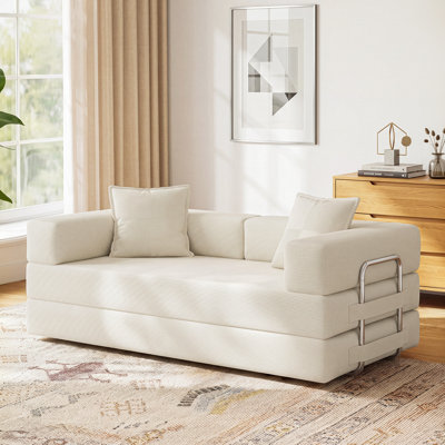5-in-1 Convertible Sofa Bed with Modular Cushions, Upholstered in Corduroy Fabric