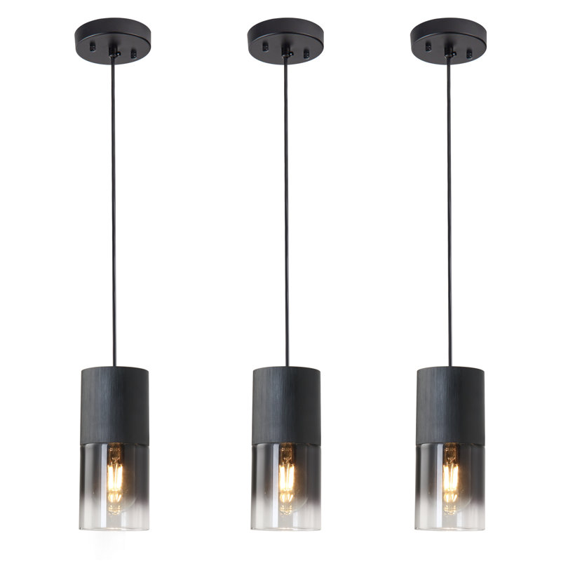 Grishilde 3-Pack Modern Black Pendant Light Fixtures for Kitchen Island, Matte Black