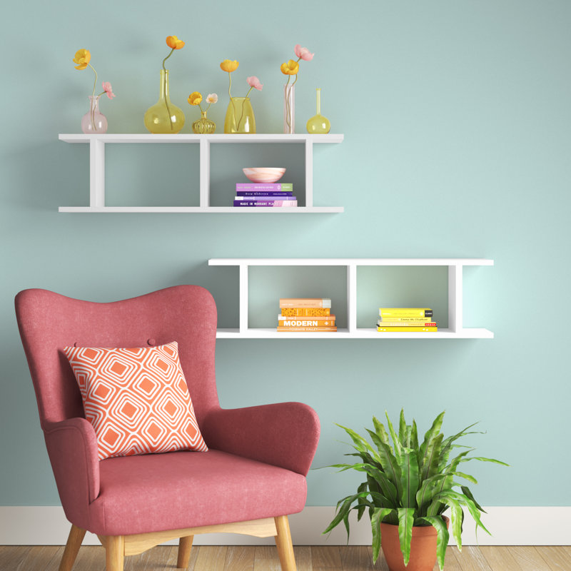2 Piece Floating Shelf, White