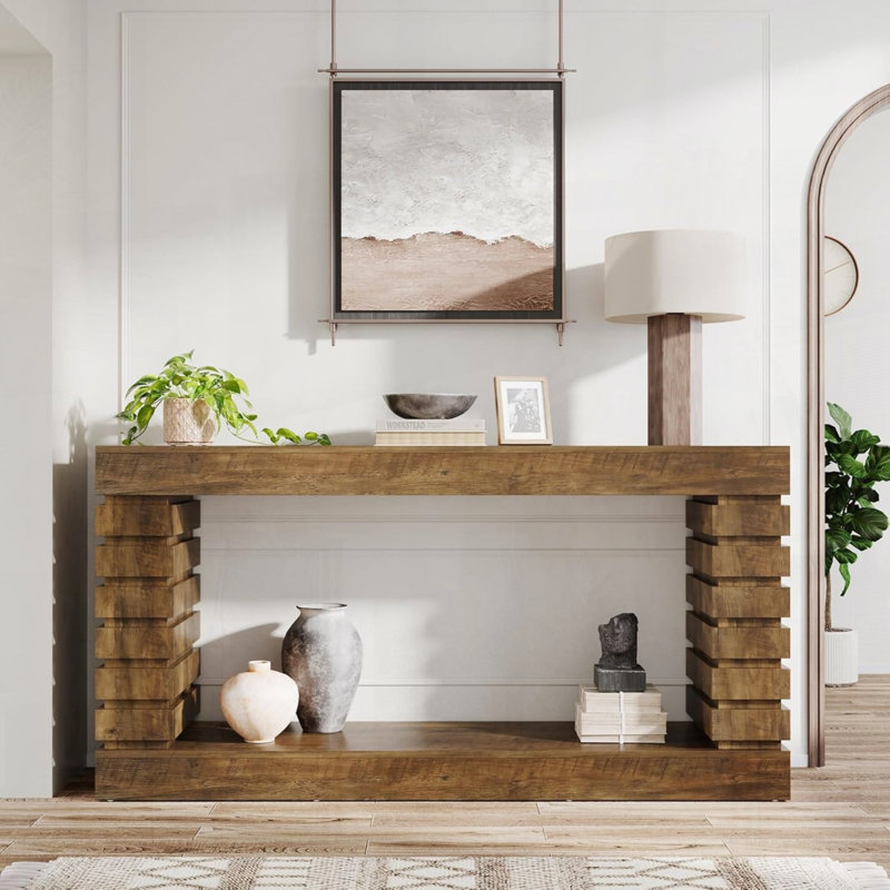 Console en bois avec rangement peu encombrant