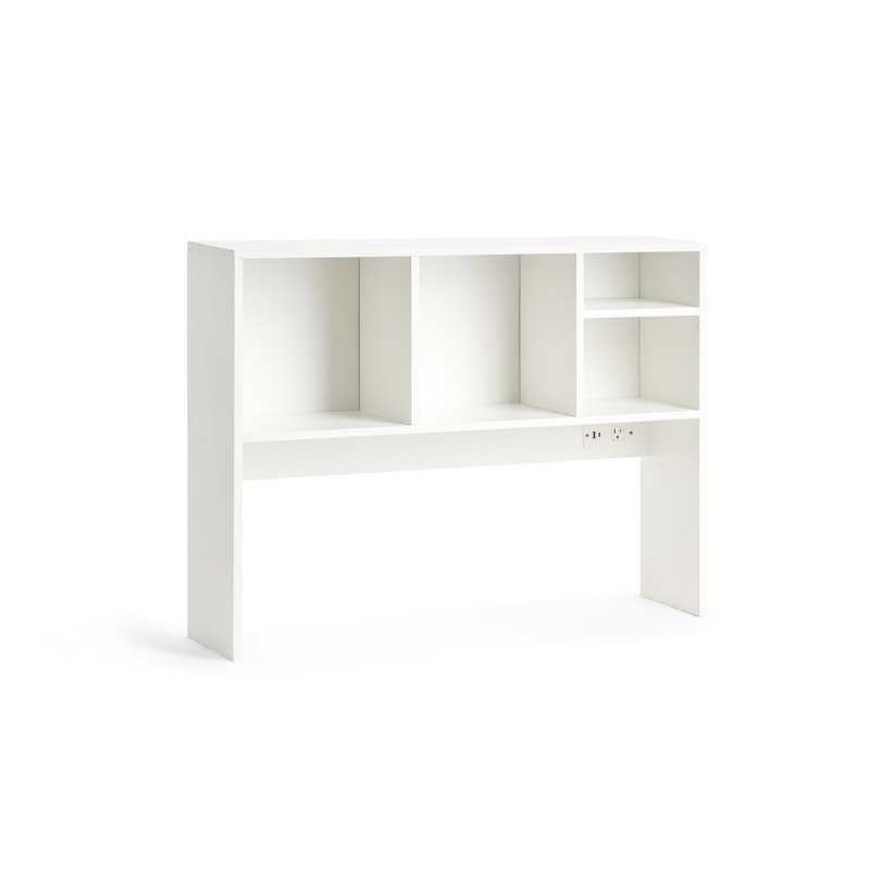 The College Cube Dorm Desk Bookshelf with Outlet - White