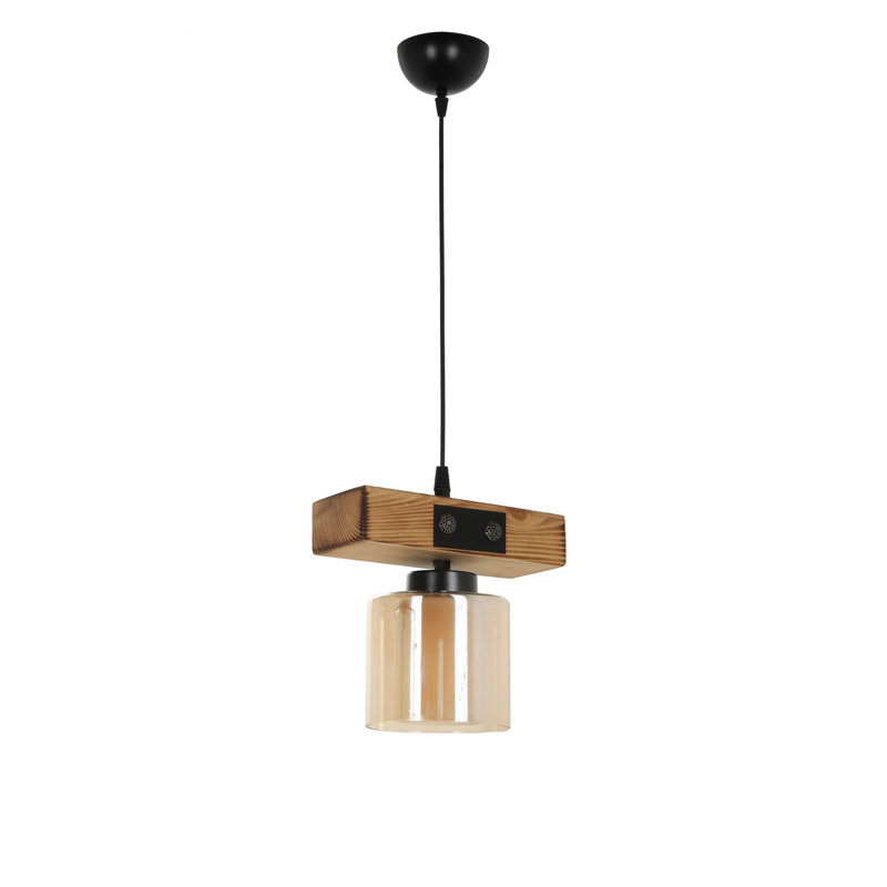Luminaire suspendu cylindrique à 1 lumière Mattias, Brun clair